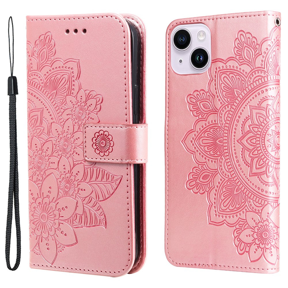 For iPhone 15 Plus Case Floral Pattern PU Leather Wallet Stand Phone Cover