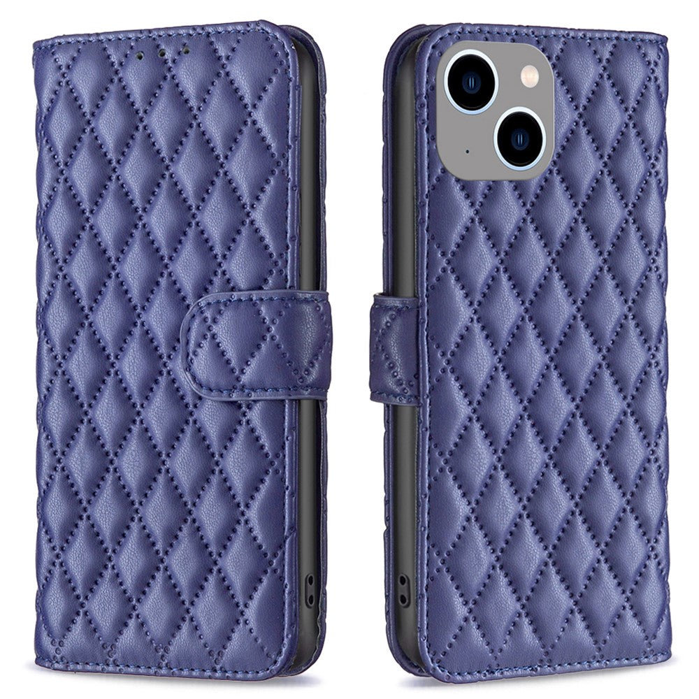 BINFEN COLOR BF Style-14 for iPhone 15 Anti-Scratch Cell Phone Shell Imprinted Stand Leather Wallet Smartphone Cover