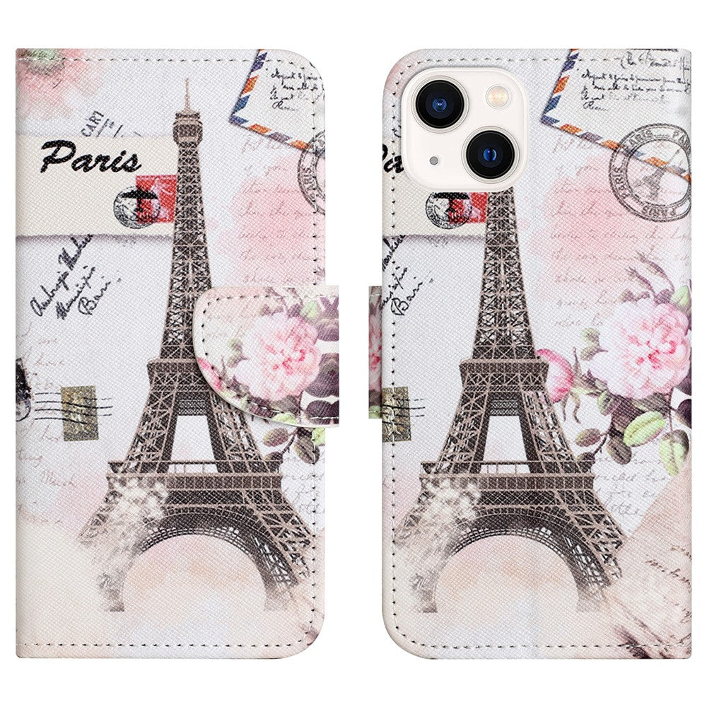 For iPhone 15 Plus PU Leather Wallet Case Pattern Printing Stand Phone Cover