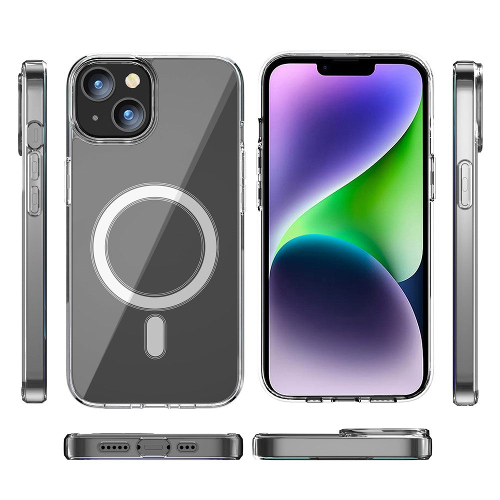 For iPhone 15 Clear Phone Cover Compatible with MagSafe Fall Protection TPU+PC Case