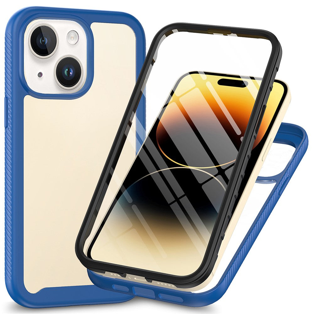 3-in-1 Phone Case for iPhone 15 Plus Full Protection TPU+PC Cover with PET Screen Protector