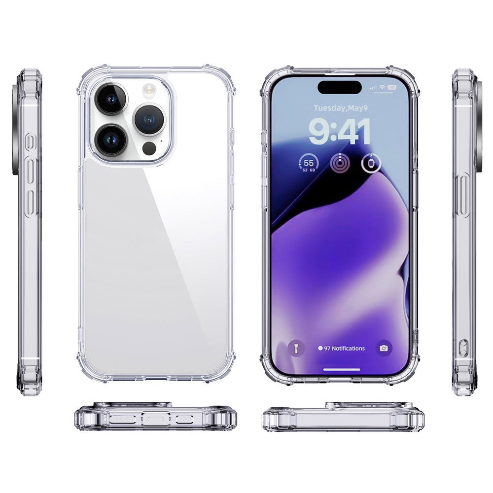 IPAKY Anti-drop Phone Case for iPhone 15 Pro Max , Hard PC Back TPU Frame Clear Phone Cover