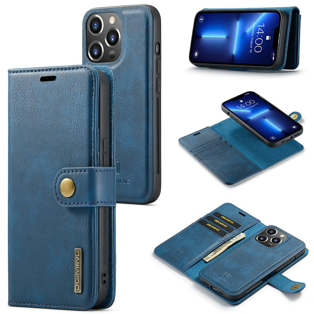 DG.MING For iPhone 15 Pro Max Detachable Magnetic Phone Case Drop Proof Split Leather Wallet Stand Cover