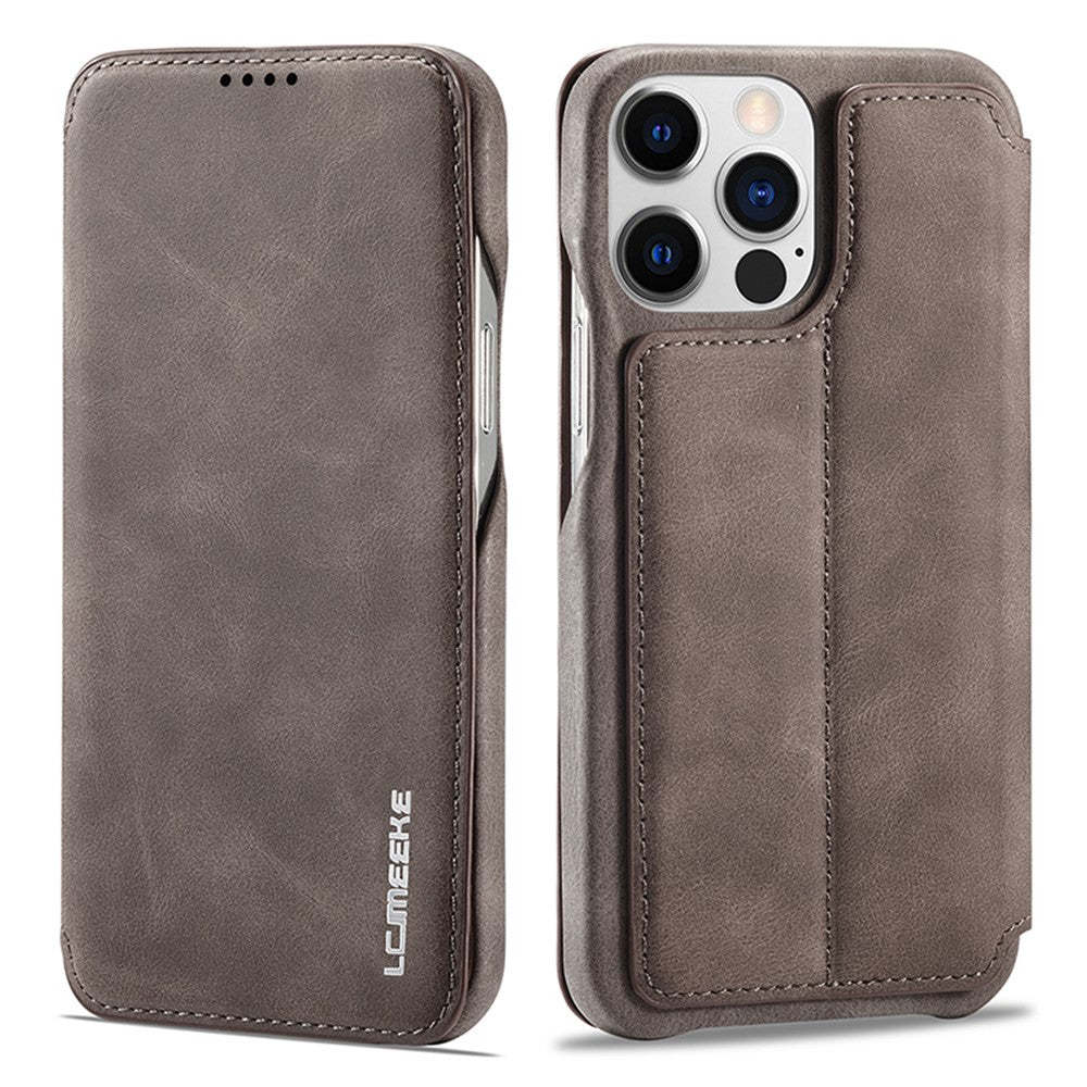 LC.IMEEKE For iPhone 15 Pro Max Drop-proof Stand Cover PU Leather Phone Case with Card Slot