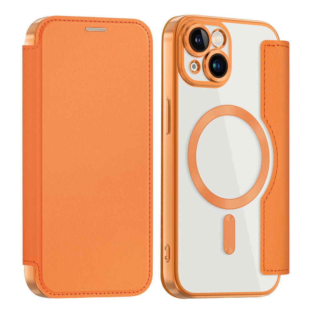 Magnetic Case Compatible with MagSafe for iPhone 15 , RFID Blocking Card Holder PU Leather Electroplating Cover