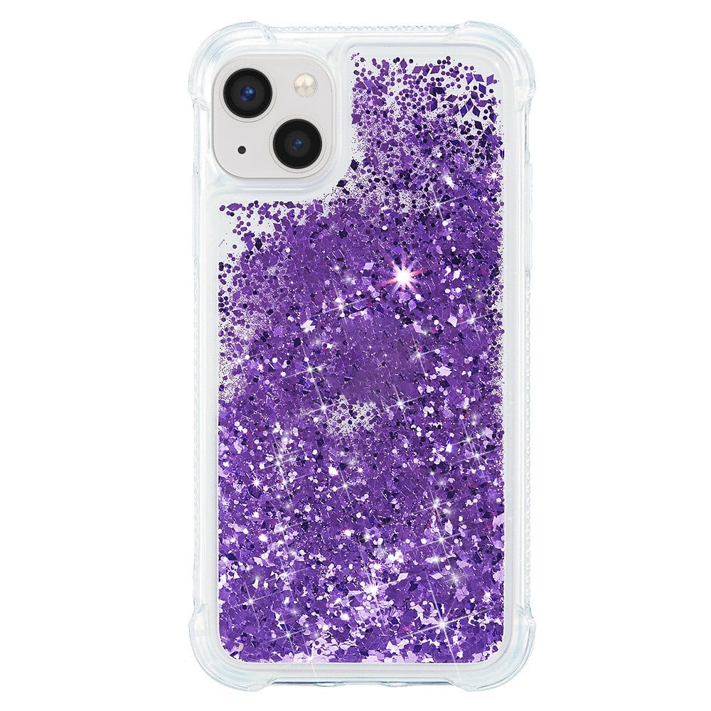 For iPhone 15 Plus Glitter Quicksand Protective Case Clear TPU Phone Back Cover