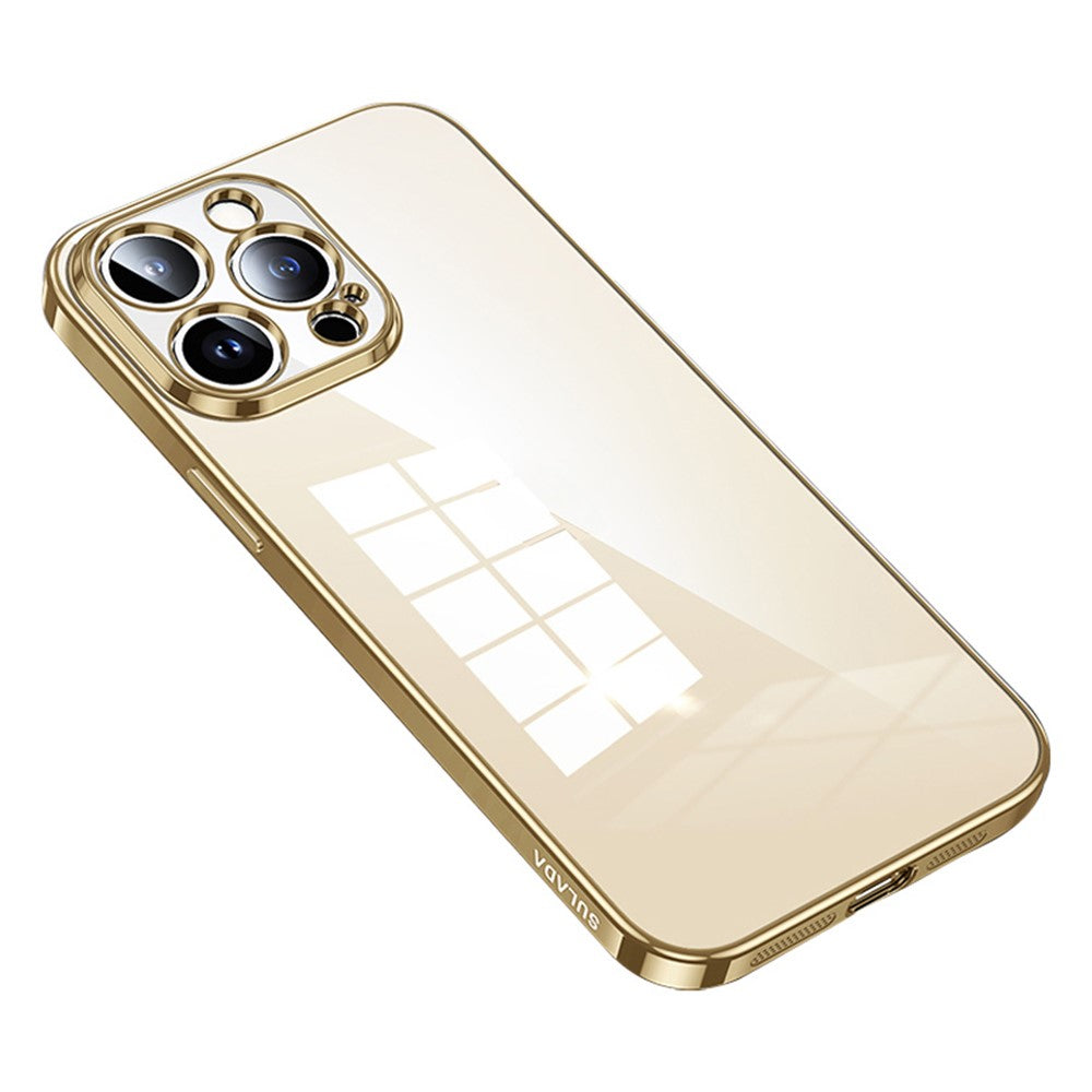 SULADA For iPhone 15 Pro Max Scratch Proof Electroplating Straight Edge Clear Phone Case TPU Cover