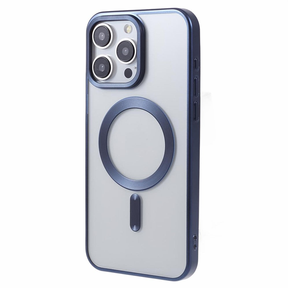 For iPhone 15 Pro Magnetic Case Matte Electroplating TPU Phone Back Shell Compatible with MagSafe