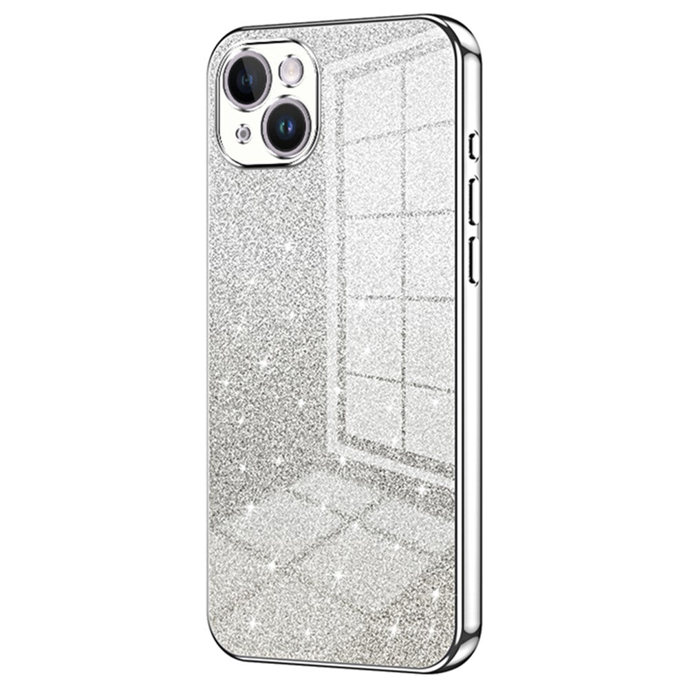 For iPhone 14 Plus Cell Phone Case Glitter Precise Cutout Electroplating TPU Cover