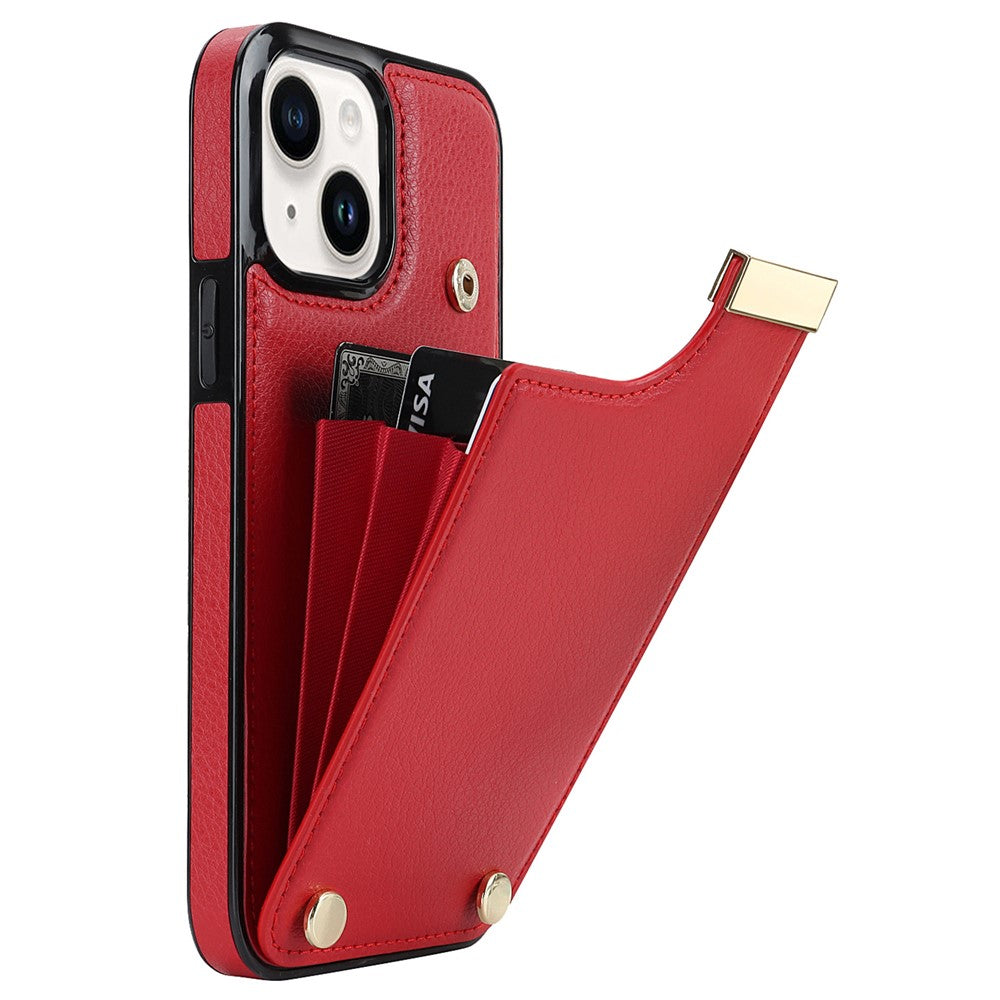 For iPhone 14 Plus Case TPU+PU Leather+Metal Mobile Phone Cover with Card Holder