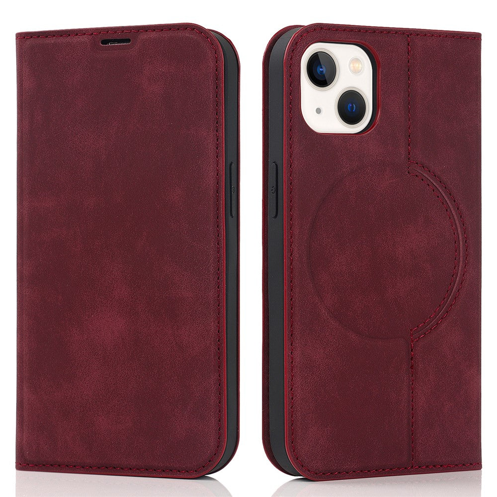 For iPhone 15 Case Leather Card Holder Phone Guard Cover Compatible with MagSafe