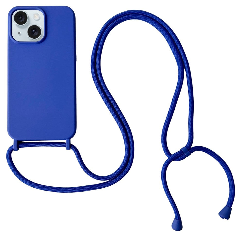 For iPhone 14 Plus Case Liquid Silicone Smooth Phone Cover with Adjustable Lanyard