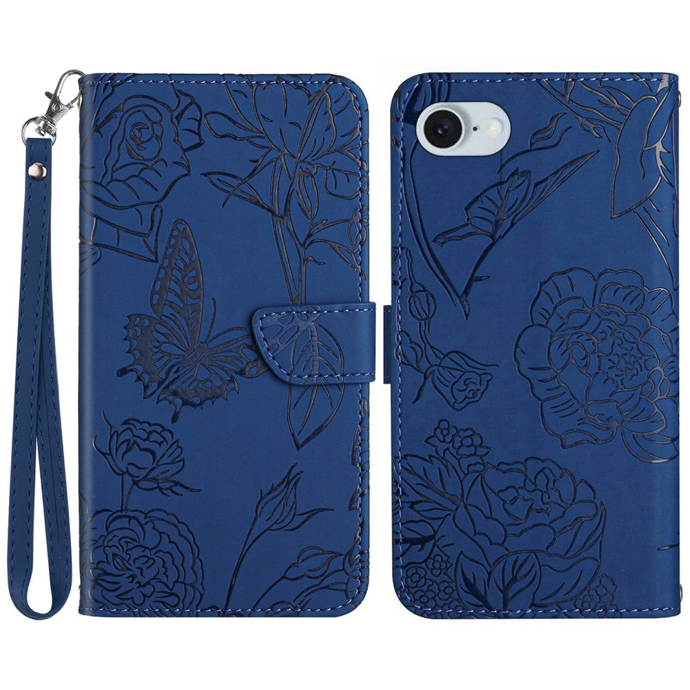 HT03 For iPhone 17e / 16e Leather Case Imprinted Phone Cover with Strap