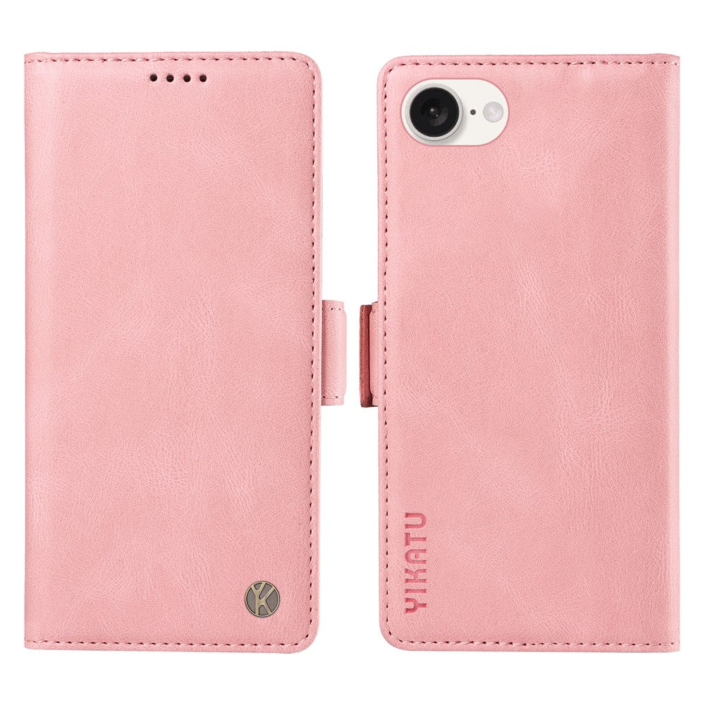 YIKATU YK-005 For iPhone 17e / 16e Case Skin-Touch Leather Stand Card Slots Phone Cover