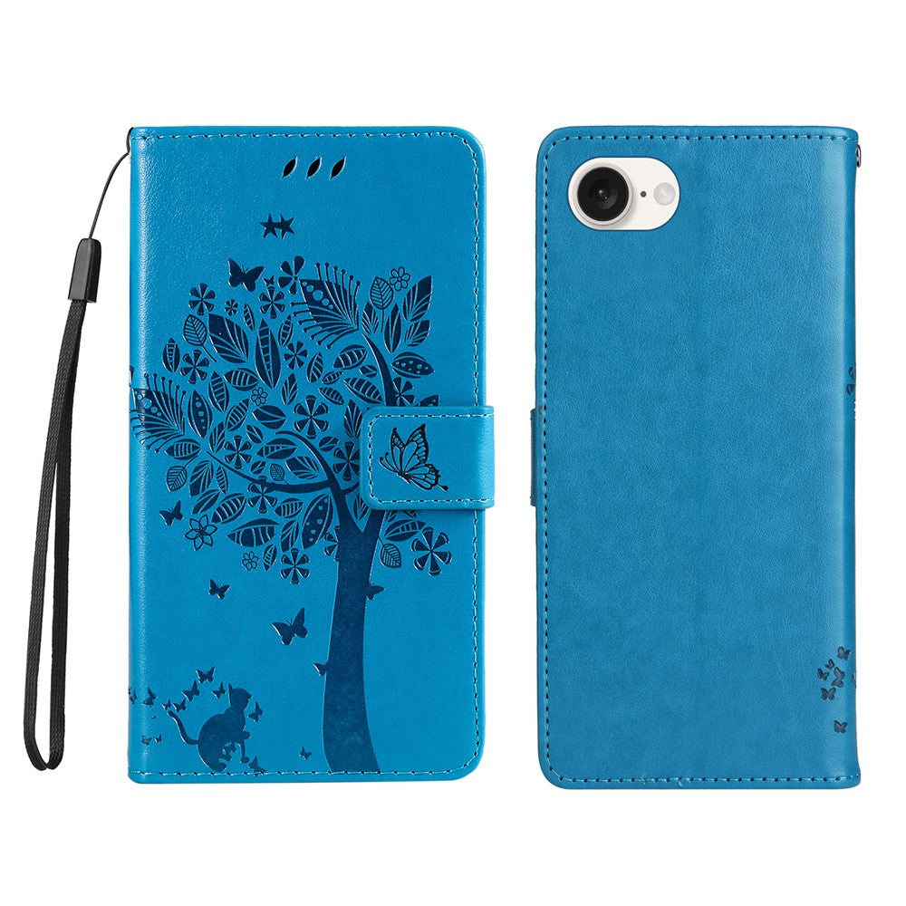 For iPhone 17e / 16e Phone Case with Stand Cat Tree Pattern Leather Wallet Mobile Cover