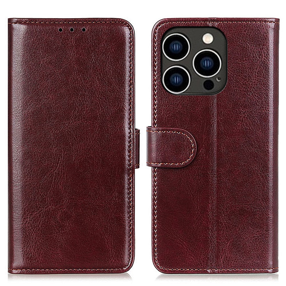 For iPhone 16 Pro Max Wallet Case Crazy Horse Texture Leather Phone Cover