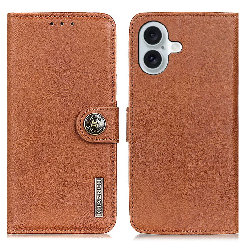 KHAZNEH For iPhone 16 Case Cowhide Texture Leather Phone Cover