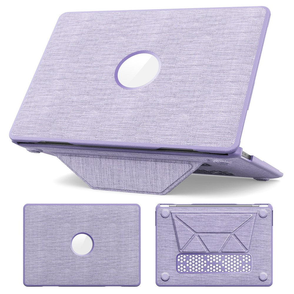 For MacBook Air 13 inch (2020) / (2018) (A2337 M1 A2179 A1932) Laptop Case with Logo View / Kickstand PC TPU Cloth Shockproof Cover