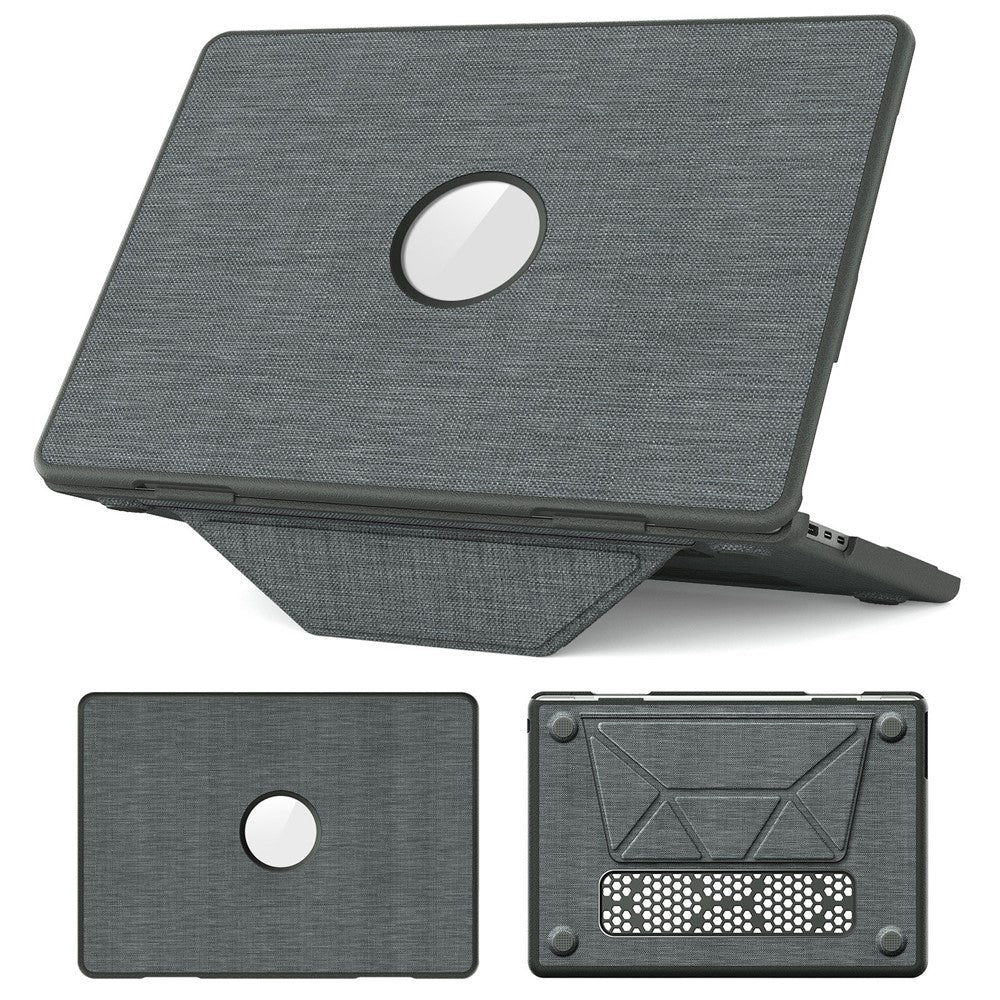 Laptop Case for MacBook Air 13 inch (2026) A3449 / (2025) A3240 / (2024) A3113 / (2022) A2681 PC TPU Cloth Shockproof Cover with Logo View / Kickstand