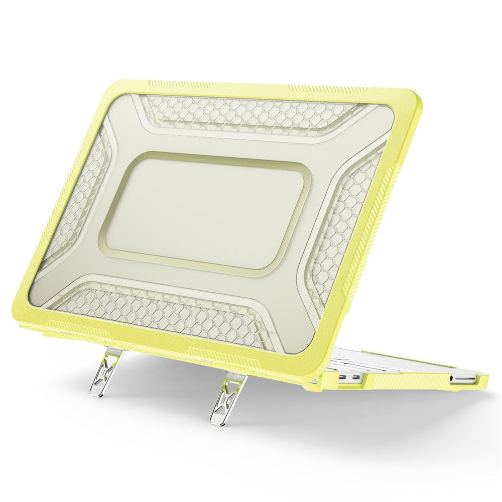 For MacBook Neo 13 inch (2026) Protective Case with Metal Kickstand Honeycomb Cooling Design PC+TPU Laptop Cover