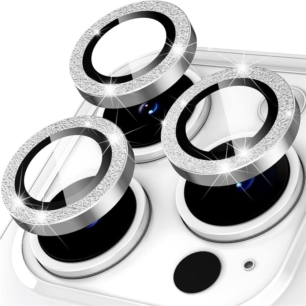 For iPhone 16 Pro / 16 Pro Max Glitter Camera Lens Film Metal Ring+Tempered Glass Phone Lens Protector