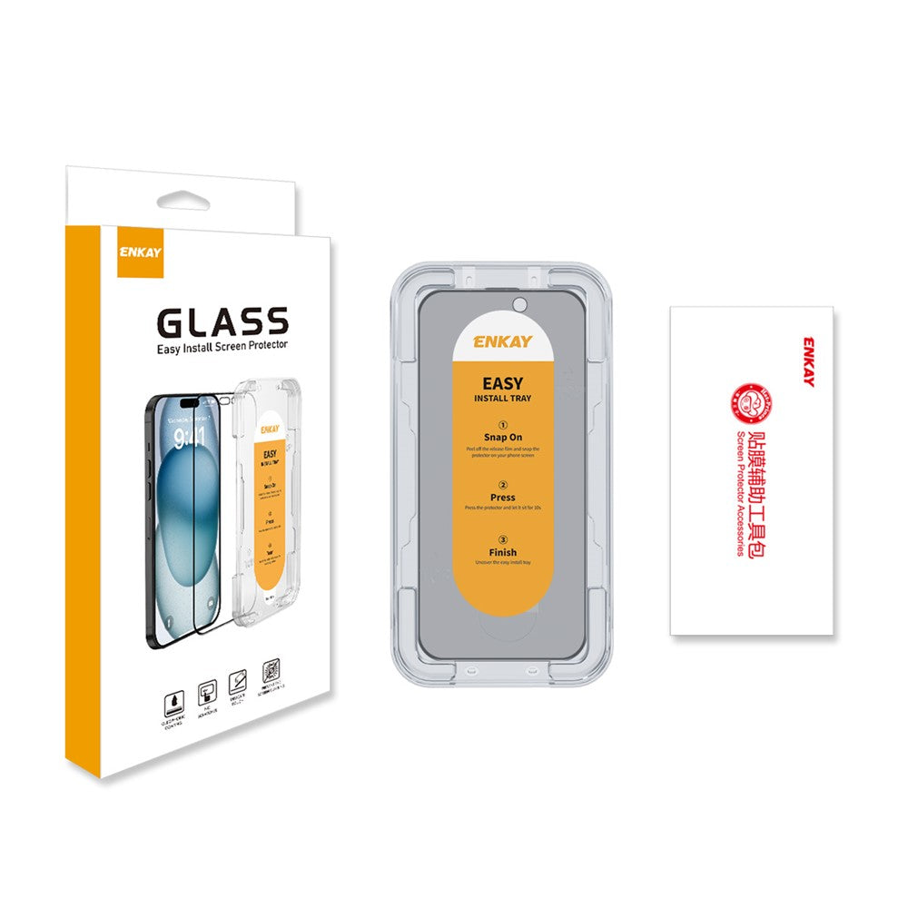ENKAY HAT PRINCE For iPhone 16 Pro Anti-Spy Film Silk Printing Tempered Glass Screen Protector with Installation Tool