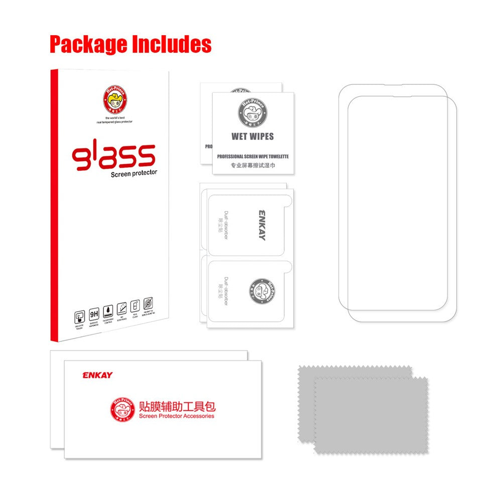 ENKAY HAT PRINCE For iPhone 17e / 16e Screen Protector 2Pcs 9H Clear High Aluminum-Silicon Glass Film