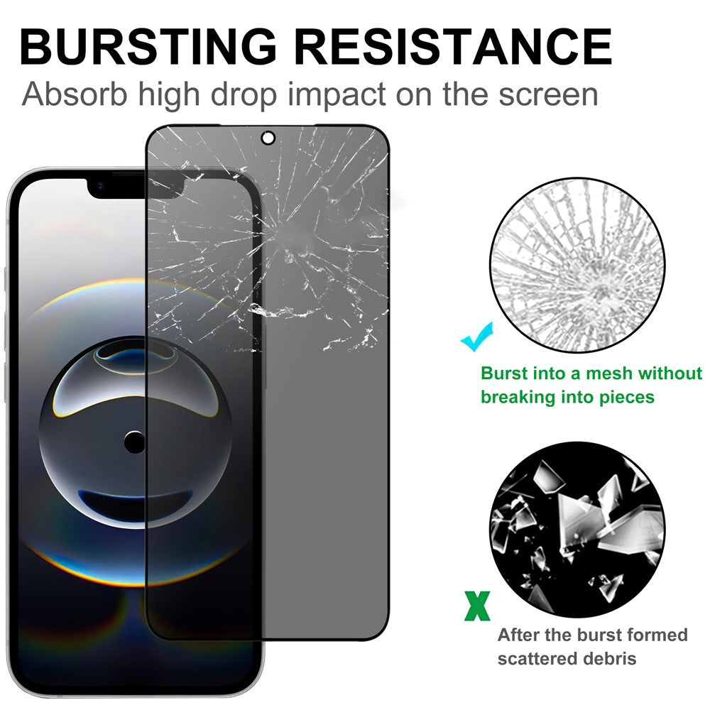 For iPhone 17e / 16e Tempered Glass Screen Protector 2.5D Arc Edge Anti-Spy Film