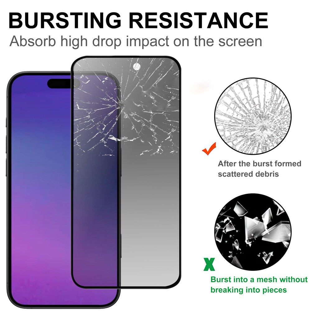 For iPhone 17 Pro Tempered Glass Screen Protector 2.5D Arc Edge Anti-Spy Film