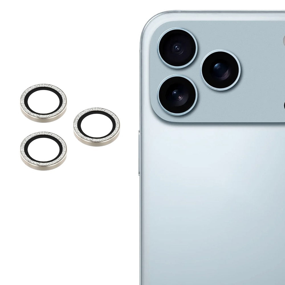For iPhone 17 Pro Max / 17 Pro Camera Lens Protector Set Bling Glitter Metal Ring Tempered Glass Lens Film