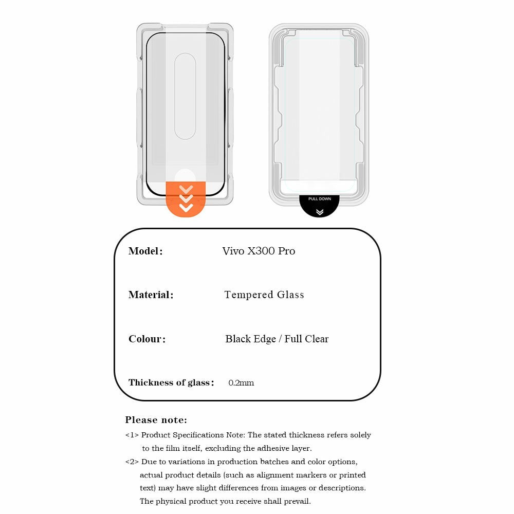 LEREACH For vivo X300 Pro 5G Tempered Glass Full Screen Protector Anti-Fingerprint Film with Dust-Free Installation Tool
