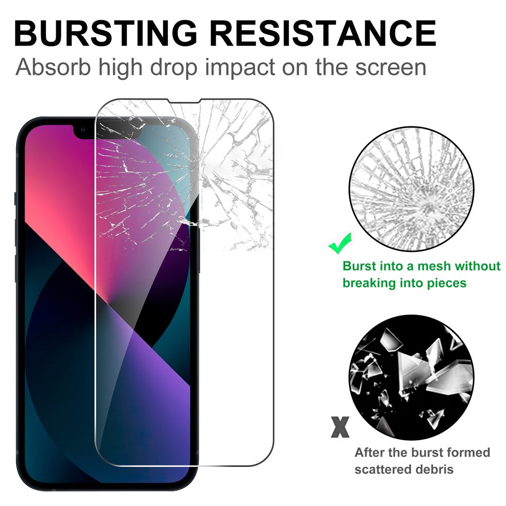 LAJABONI 2Pcs HD Clear Screen Protector For iPhone 13 / 13 Pro / 14 Anti-Explosion 2.5D Arc Edge Not Complete Covering Tempered Glass Screen Film