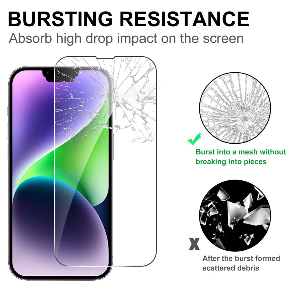 LAJABONI 2Pcs For iPhone 14 Plus HD Clear Screen Protector Anti-Explosion 2.5D Arc Edge Not Complete Covering Tempered Glass Screen Film