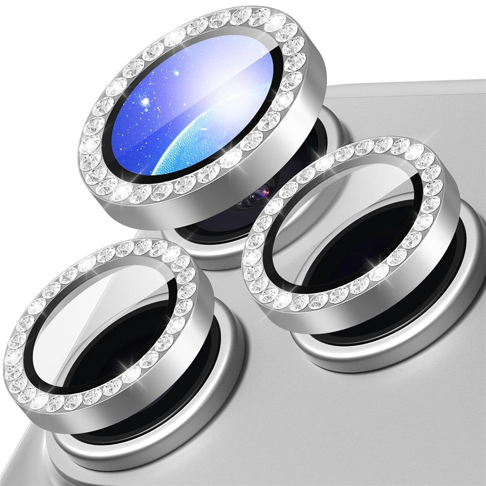 1Set For iPhone 17 Pro Camera Lens Protector Tempered Glass+Metal Ring Rhinestone Lens Film