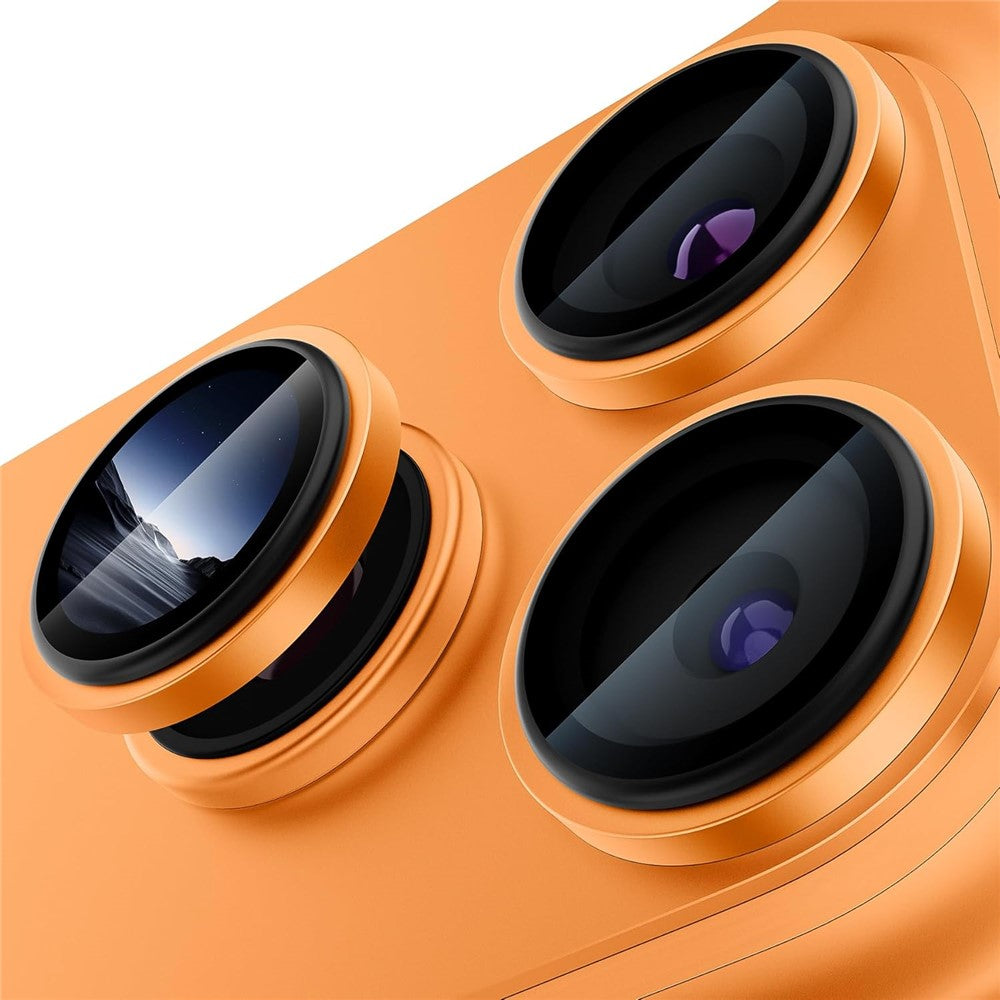 For iPhone 17 Pro Max 1Set Camera Lens Film Tempered Glass CD Vein Metal Ring Rear Lens Protector
