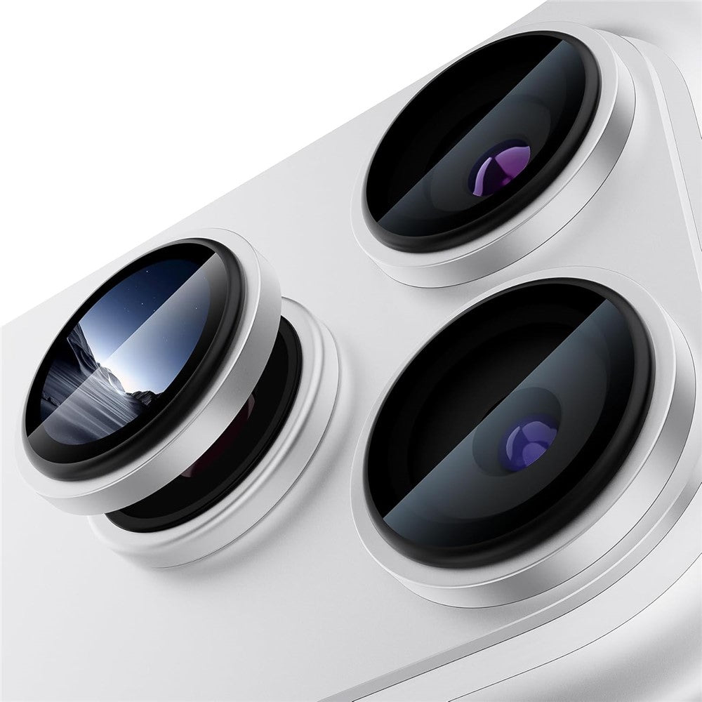 For iPhone 17 Pro Max 1Set Camera Lens Film Tempered Glass CD Vein Metal Ring Rear Lens Protector
