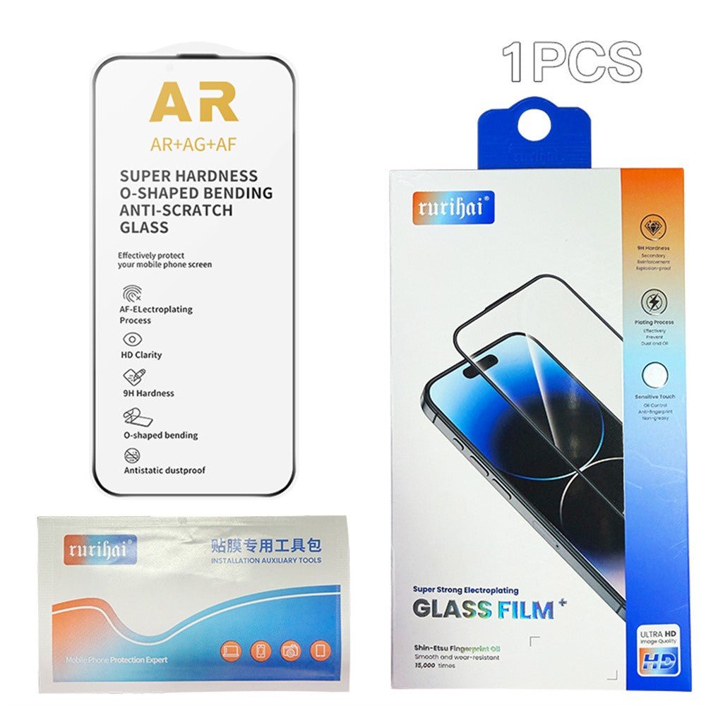 RURIHAI For iPhone 13 Pro Max / 14 Plus Full Screen Protector AR Anti-Reflective HD Clear Tempered Glass Flim