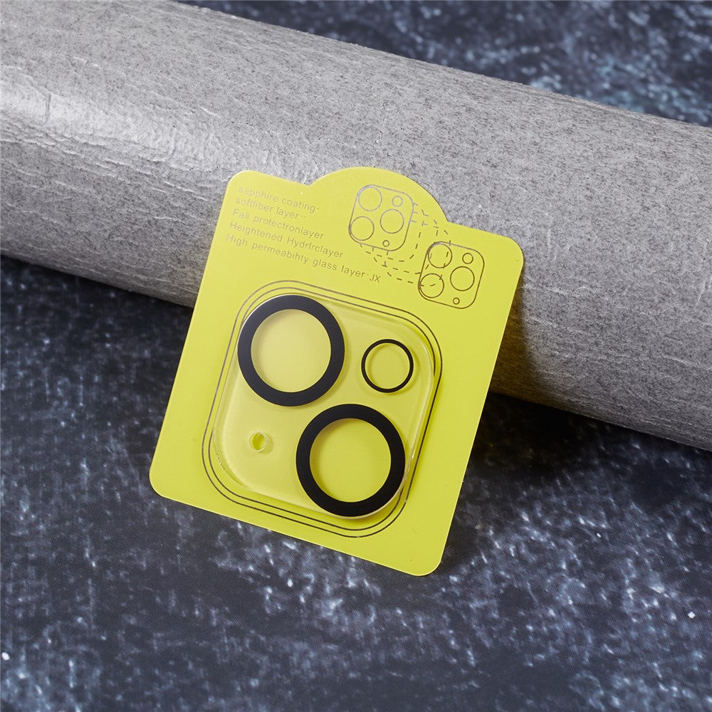 2Pcs for iPhone 15 / 15 Plus Camera Lens Protector Silk Printing 3D Arc Edge HD Tempered Glass Lens Film with Black Circle