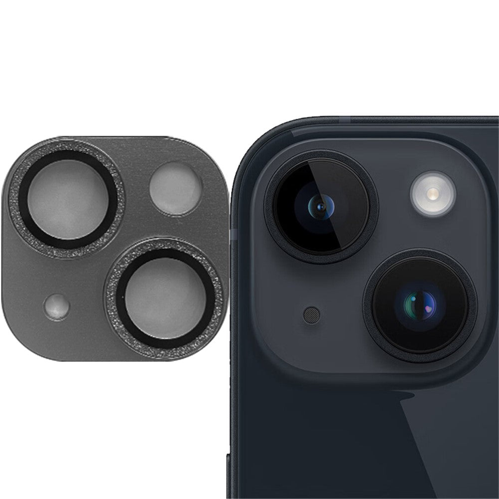 RURIHAI For iPhone 15 / 15 Plus Tempered Glass Camera Lens Protector Glitter Anti-scratch Rear Lens Film