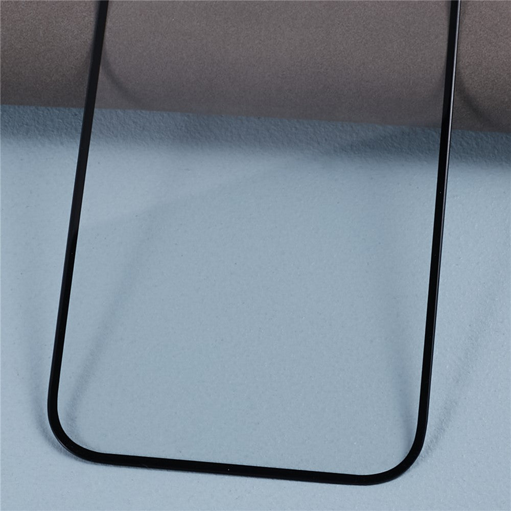 For iPhone 15 Pro Clear Screen Protector Black Edge Silk Printing Full Cover Tempered Glass Film with Dust-Proof Net