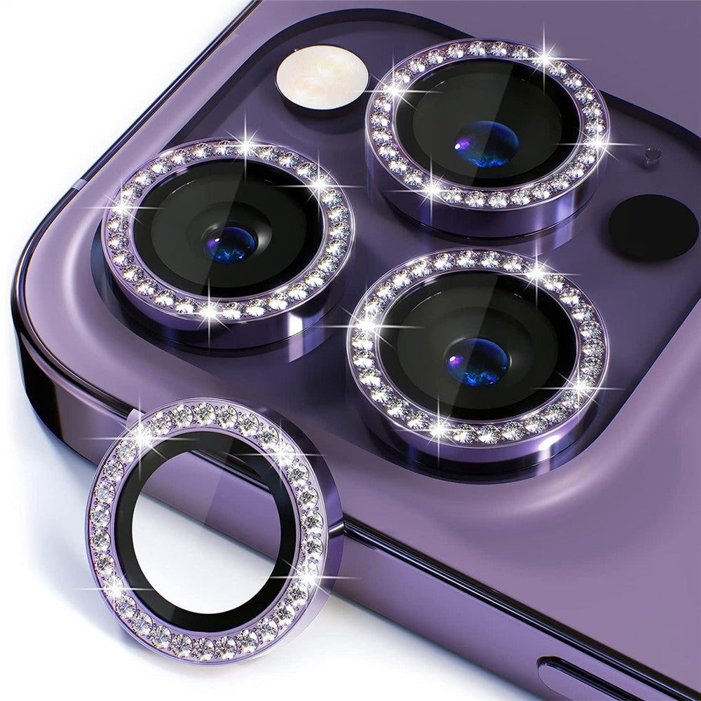 ENKAY HAT PRINCE 1 Set For iPhone 15 Pro / 15 Pro Max Camera Lens Protector Rhinestone Decor Rear Lens Film