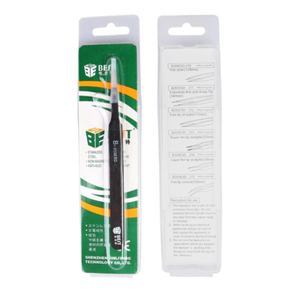 BEST BST-203ESD Mobile Repair Precision Anti-static Stainless Steel Tweezers