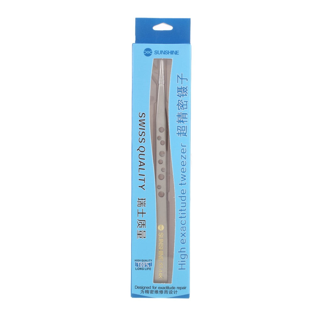 SUNSHINE ST-14K High Strength Metal Long Pointed Tip Tweezers