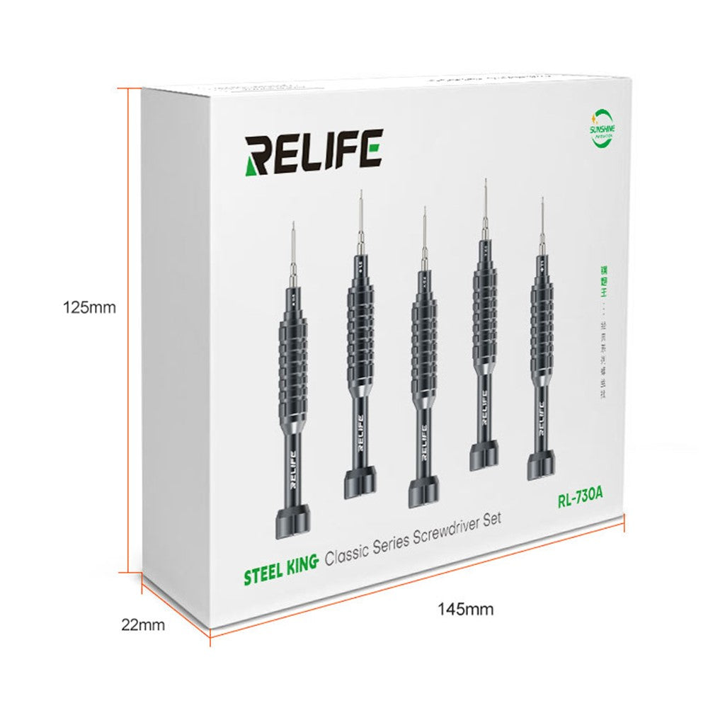 RELIFE RL-730A Screwdriver Set 5-in-1 Strong Magnetic Suction Extra Hard S2 Steel Bits Repair Tools