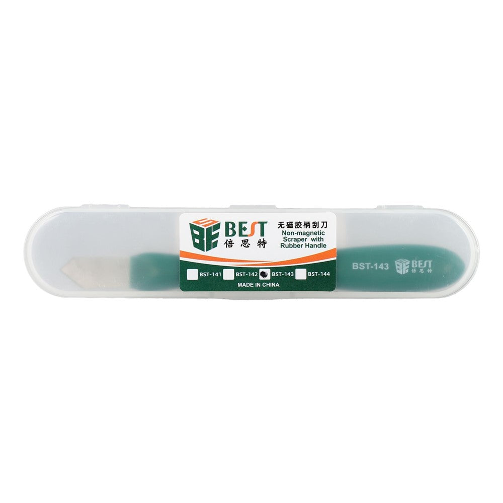 BEST BST-143 Non-Magnetic Metal Scraper Adhesive Removal Tin Prying Tool with Rubber Handle