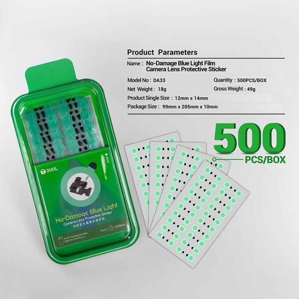 2UUL DA33 500Pcs / Box No-Damage Blue Light Film Camera Lens Protective Sticker