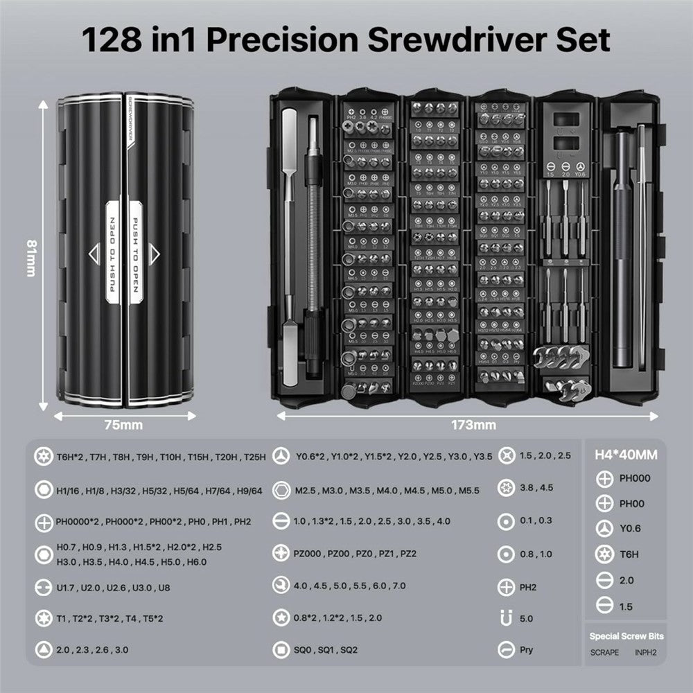 AXTH 128 in 1 Precision Screwdriver Set S2 Steel Bits Portable Repair Tool Kit for iPhone MacBook Switch