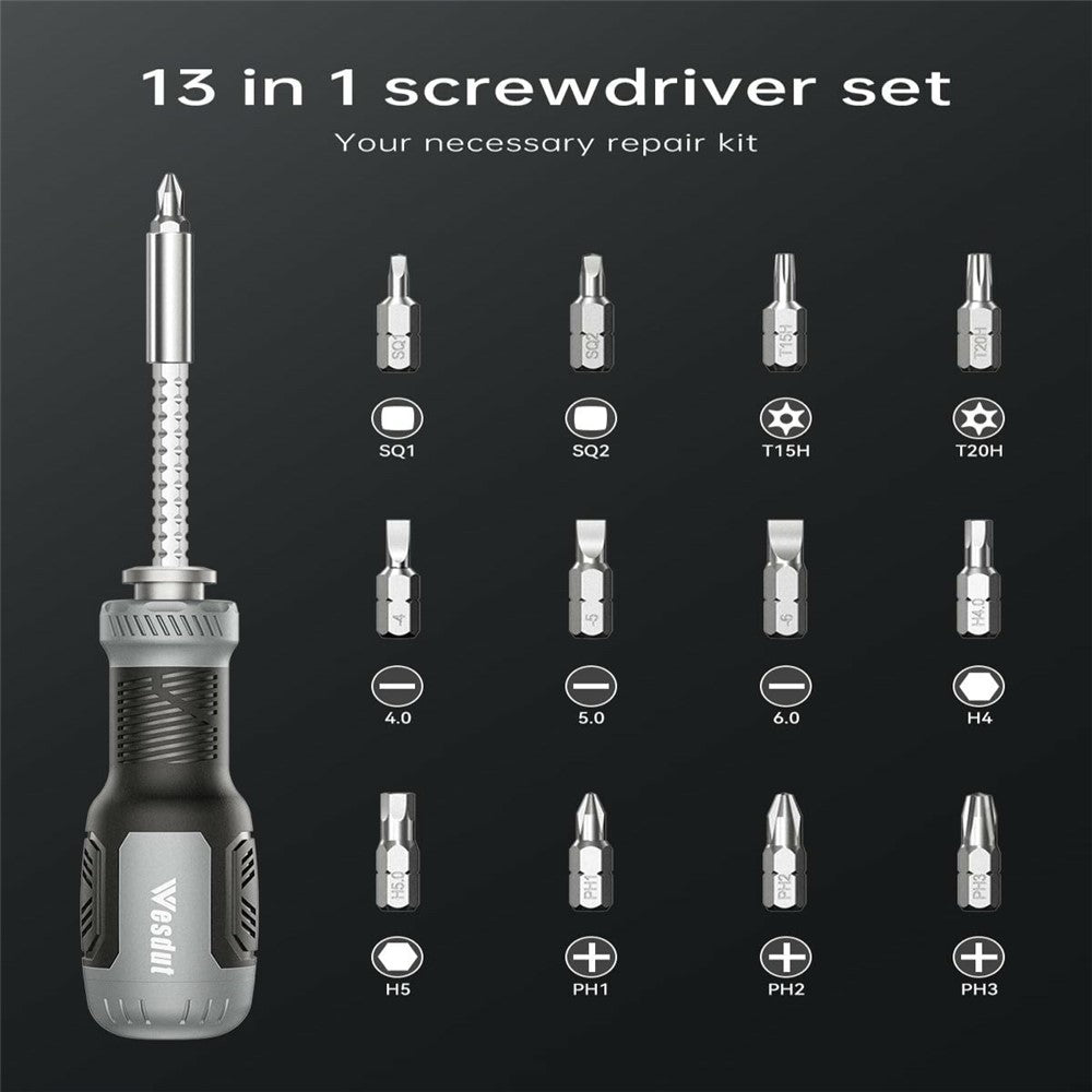 WESDUT 13 in 1 Retractable Screwdriver Set Telescopic Multi-Function Multi-Tool Kit for Home Repair