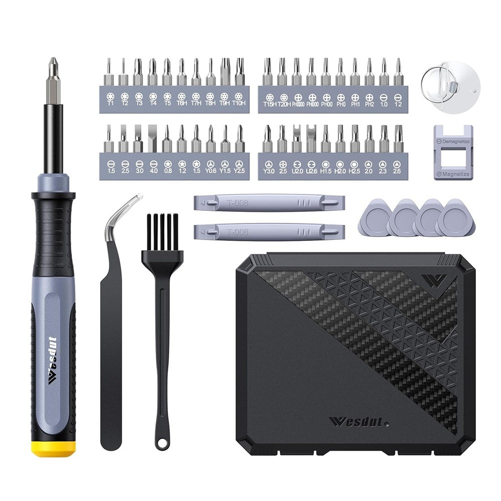 WESDUT 52 in 1 Precision Screwdriver Set Magnetic Bits 360 Degrees Rotating Handle Tools Kit for Electronics Repair