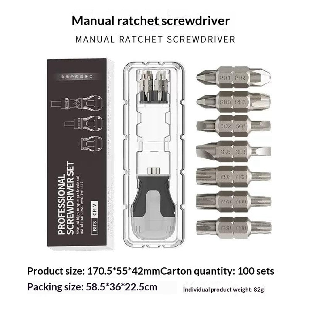 JIAFA 15 in 1 Dual Head Ratchet Screwdriver Set 14Pcs CRV Bits Magnetic Professional Repair Tool